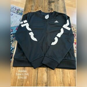 Adidas Black Jacket with White Logo Youth Unisex LG(14)